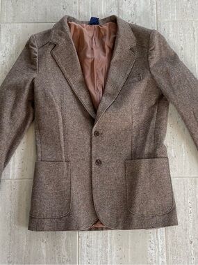 Anthony Michael Mens Brown Tweed Wool Blend 2 Button Blazer Sport Coat Size 44